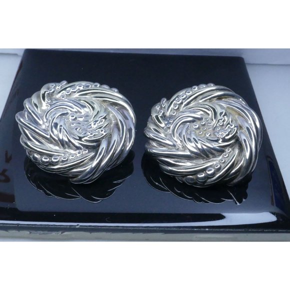 Big Bold Two Tone Sterling Silver Electroform Earrings Signed JE and Marked 925 - Picture 2 of 11